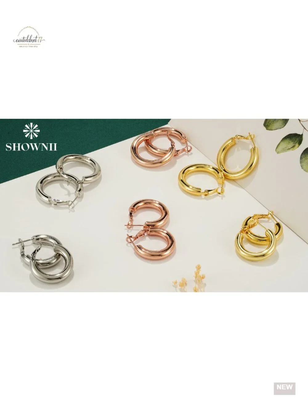 Chunky Hoop Earrings 14K Gold Plated - Lightweight Hollow Tube Thick Hoops